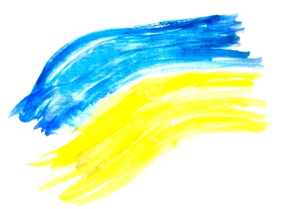 Український Прапор Намальований Аквареллю Жовтий Синій Прапор України — стокове фото