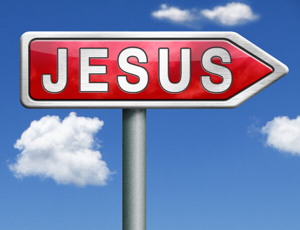 Jesus road sign arrow