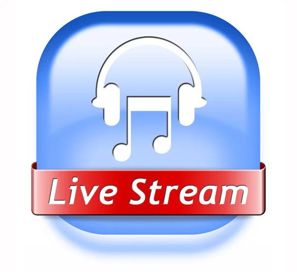 Tombol live stream musik — Stok Foto