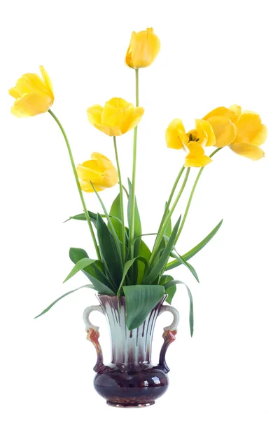 Yellow tulips in vase. — Stock Photo, Image