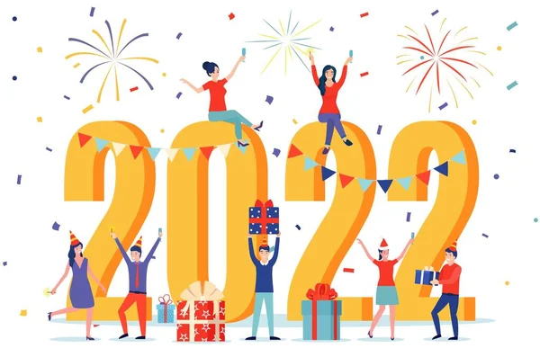 Mutlu yıllar 2022 tebrik kartı.. — Stok Vektör