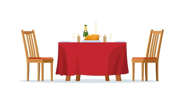 Mesa de jantar de família de Natal —  Vetores de Stock