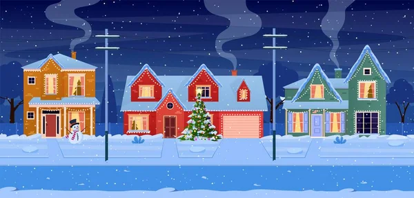 有圣诞装饰的住宅 — 图库矢量图片