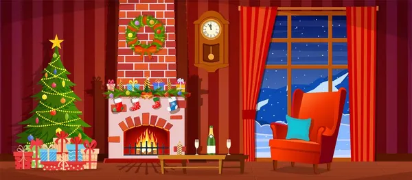 Jul inredning av vardagsrummet — Stock vektor