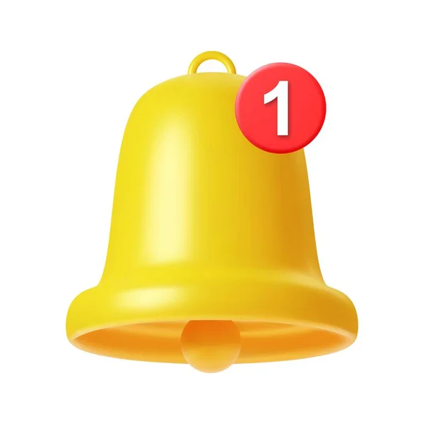 Icono de campana de notificación 3d — Vector de stock