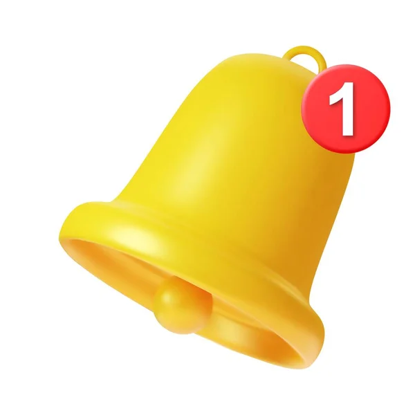 Icono de campana de notificación 3d — Vector de stock
