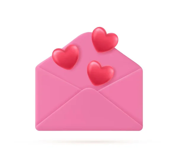 Coração de amor na mensagem carta — Vetor de Stock