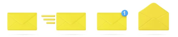 3D zavřená ikona obálky pošty nastavena — Stockový vektor