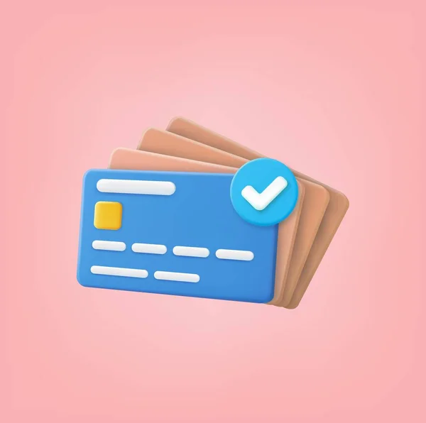 Ícone de cartão de crédito 3d —  Vetores de Stock