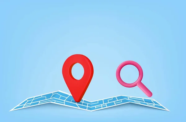 핀 포인터 및 지도 위치 검색 GPS — 스톡 벡터