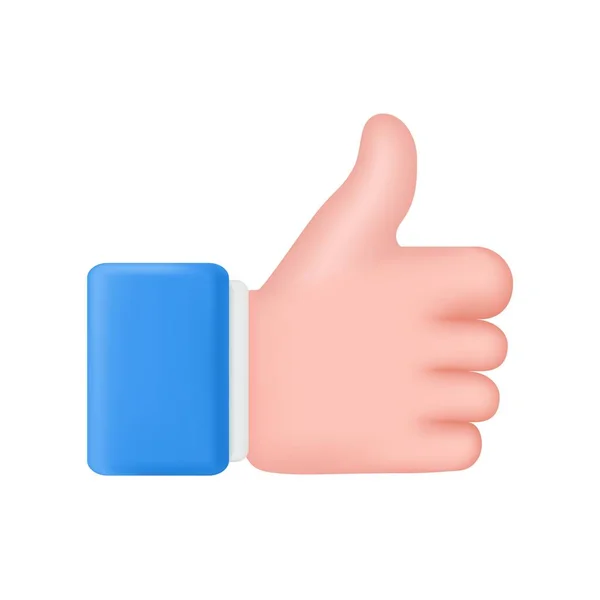 3Dレンダリング白い背景に隔離された承認のような手のシンボル ソーシャルメディア創造的な概念のアイデア アイコンのように親指を立ててください シンボルを追え ベクターイラスト — ストックベクタ