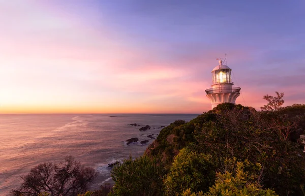 Sunrise over Lighthouse at Seal Rocks Australia — Stock Photo, Image