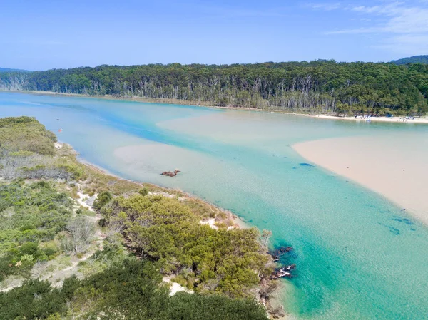 Flygfoto Orörda Kristallklara Vattenvägar Sydkusten Nsw Australien — Stockfoto