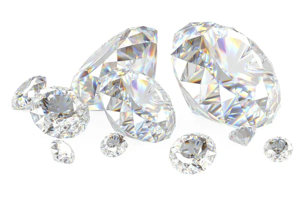 Diamants 3d sur blanc — Photo