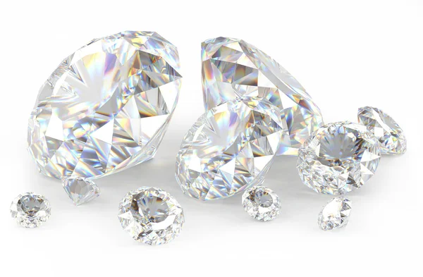 Diamantes 3d en blanco — Foto de Stock