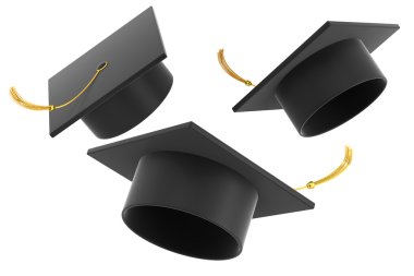 Beyaz arka planda mezuniyet şapkası
