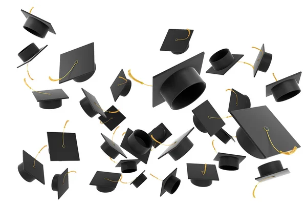 Cappello graduato su sfondo bianco — Foto Stock