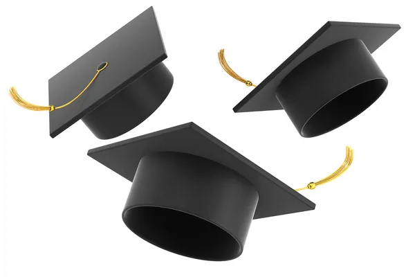 Chapeau de graduation sur fond blanc — Photo