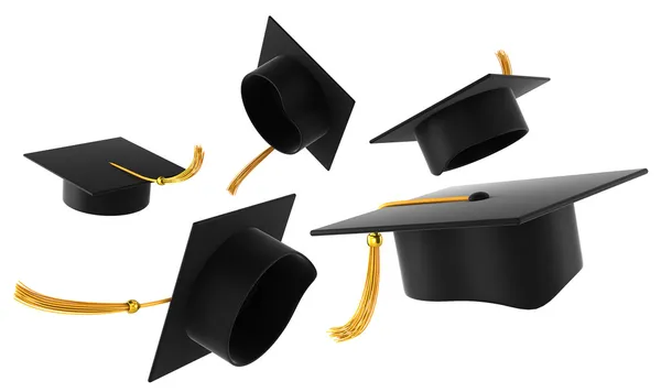 Sombrero de graduación sobre fondo blanco — Foto de Stock
