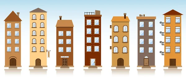 Sju byggnader som vektor Stockillustration