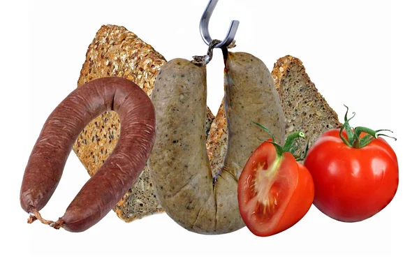 Bread  with sausage — Stock Photo, Image