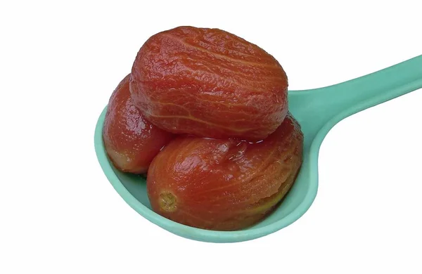 Red Tomato Sauce Fork Spoon — Stockfoto