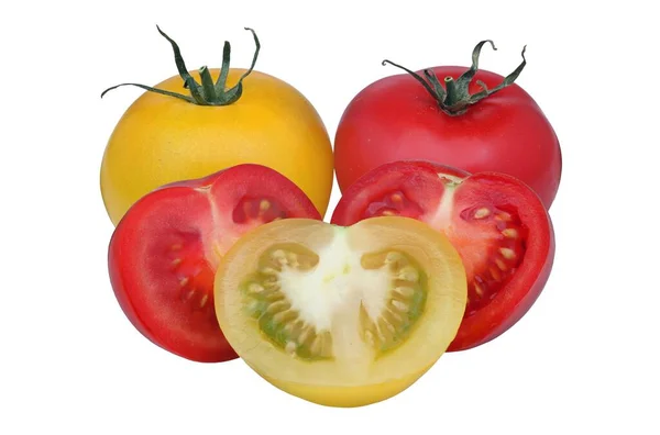 Tomates Mûres Rouges Demi Tranchées Isolées — Photo