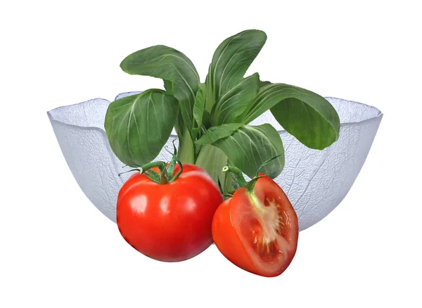 Tomato Red Pepper White Bowl Isolated Background — Stockfoto