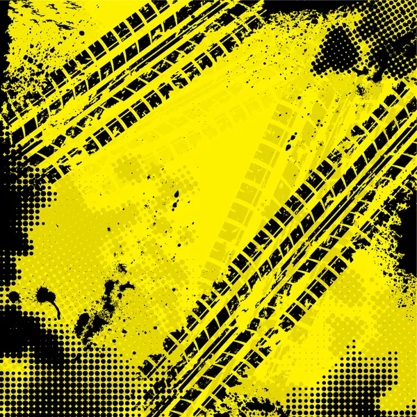 Fondo amarillo pista neumático — Vector de stock