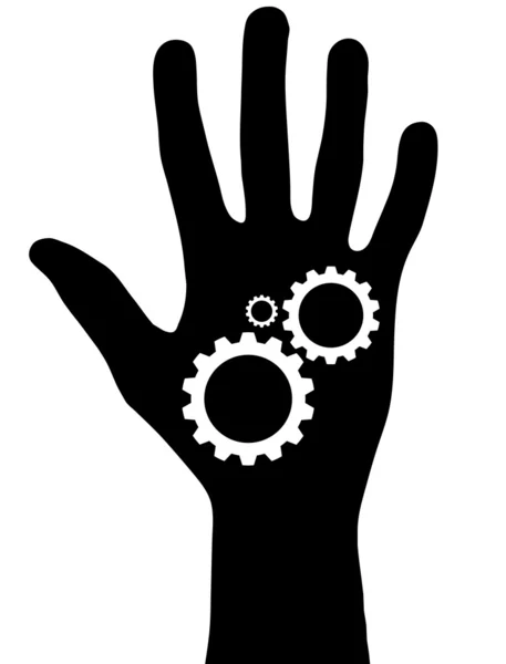 Main noire avec engrenages — Image vectorielle