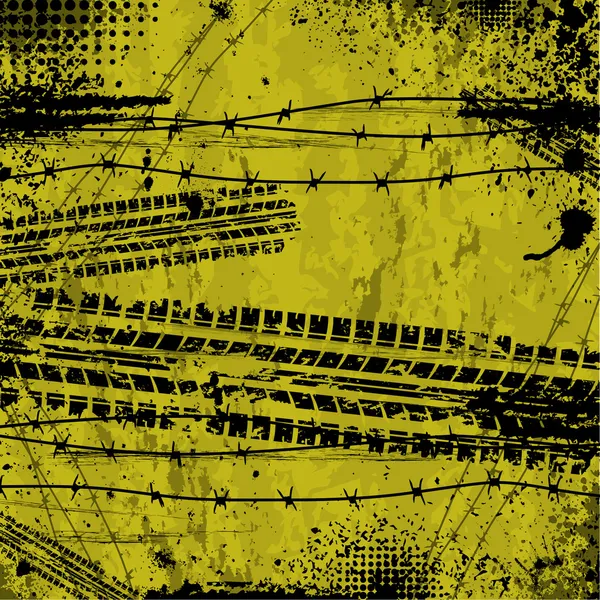 Fond jaune piste de pneu — Image vectorielle