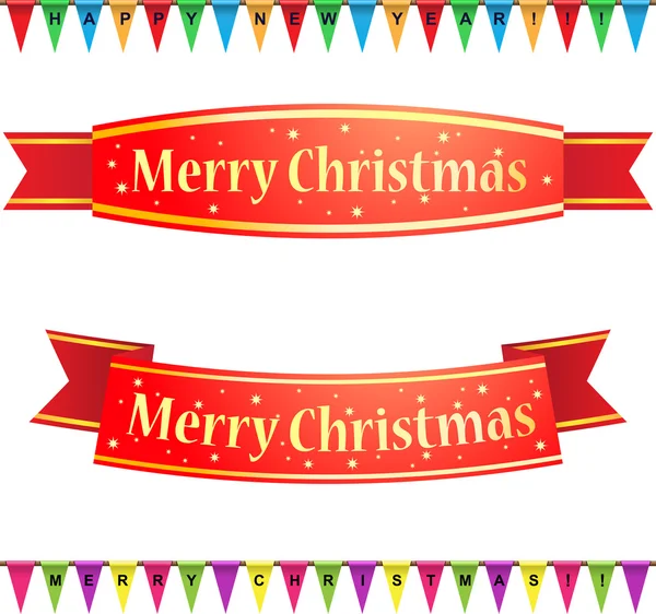 Merry christmas ribbons — Stock Vector