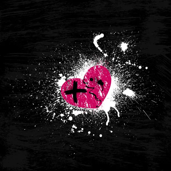 Grunge corazón rosa — Vector de stock