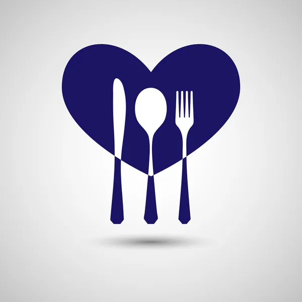 Cutlery with heart — Stock Vector