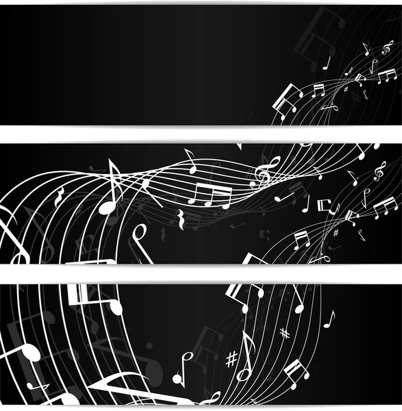 Music notes black banners — Stock Vector