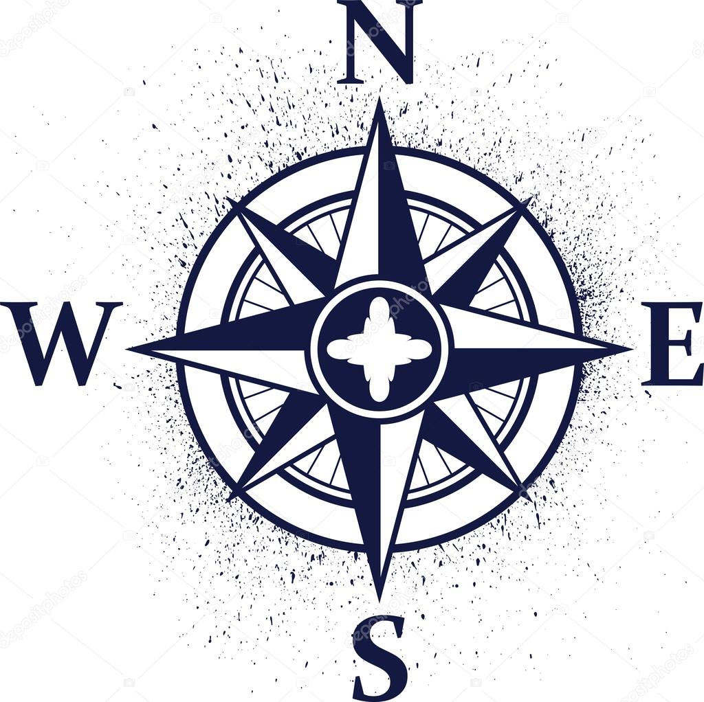 Wind rose with ink blots