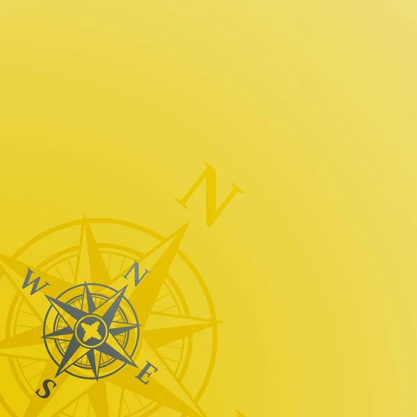 Fondo amarillo con silueta de brújula — Vector de stock