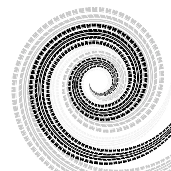 Gölgeli spiral lastik izi silueti — Stok Vektör