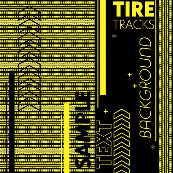 Fondo de pantalla de marca de neumático negro y amarillo — Archivo Imágenes Vectoriales