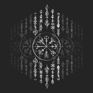 Dark runic symbols dreamer set clipart