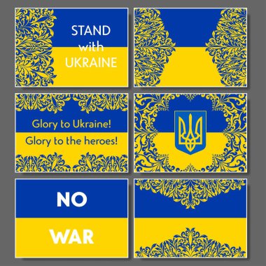 Ukrayna bayrağı yatay savaş posterleri