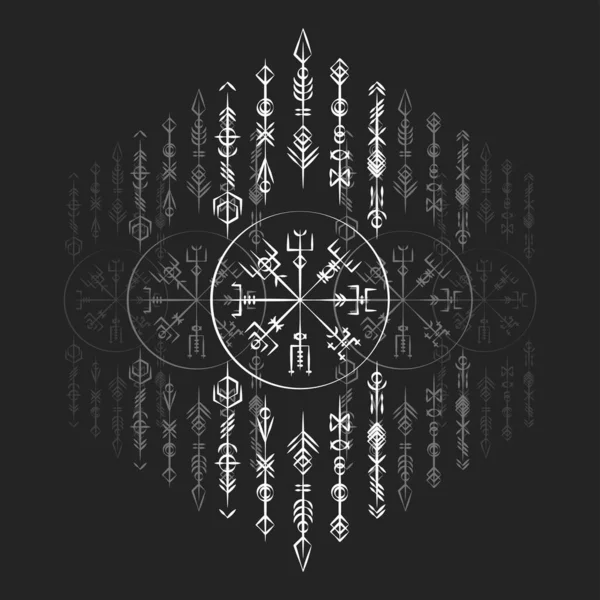 Simboli runici scuri set sognatore — Vettoriale Stock