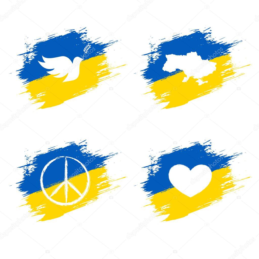 Grunge Ukrainian flag icons set