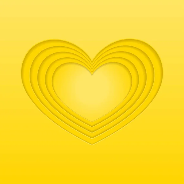 Colore giallo taglio carta cuore sfondo — Vettoriale Stock