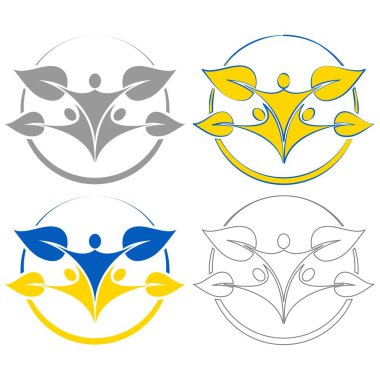 Ukrayna rengi aile soyut silueti