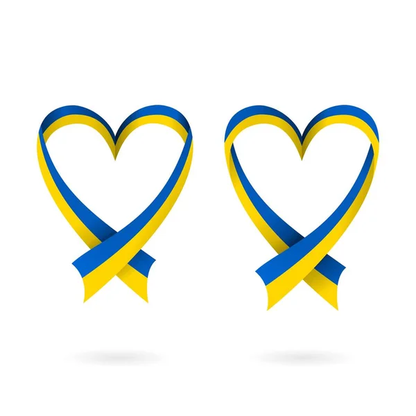 Nastro bandiera nazionale ucraino cuore — Vettoriale Stock