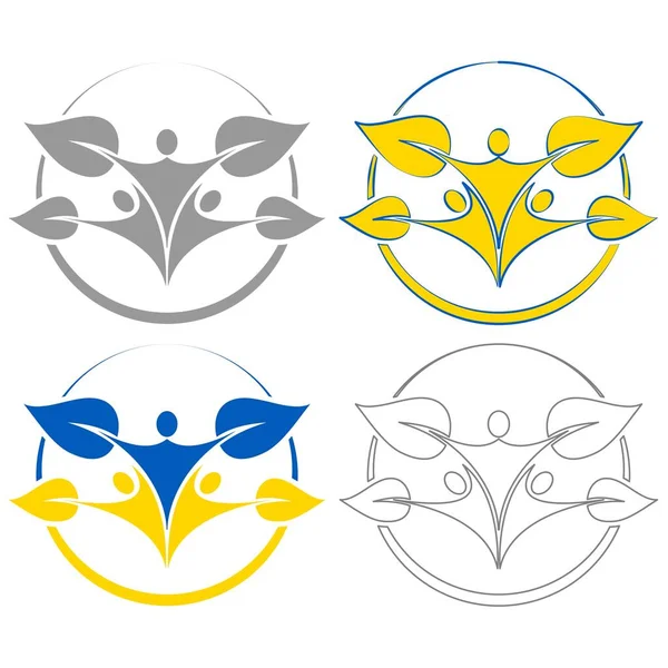 Ukrayna rengi aile soyut silueti