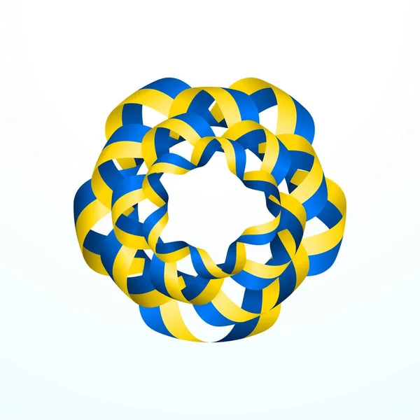 Ukraine flag circle ribbon design element — Stock Vector