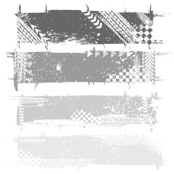 Gris Grunge cadre de piste de course ensemble — Image vectorielle