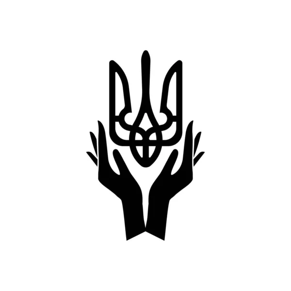 Escudo de armas con manos — Vector de stock